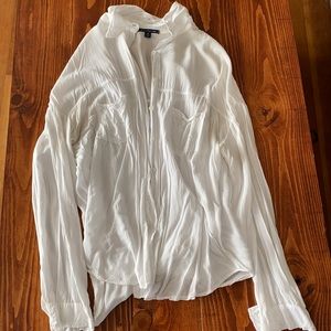 One size fits all white button down shirt